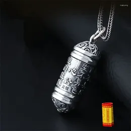 Pendants Personality Shurangama Mantra Pendant Men Jewelry Vintage S925 Chain Necklace Amulet Women Heart Sutra Box Accessories