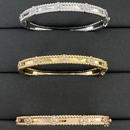Bransoletka projektant luksusowa biżuteria bransoletki dla kobiet Bierzeń wąski kalejdoskop cztery liście koniczyna Lucky trawa Braclet Prosta różowa złota srebrna biżuteria prezentowa