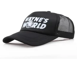 Whole Black Waynes World Baseball Caps Unisex Hip Hop Hat Sunhat Wayne039s World Hat Costume Embroidered Mesh Hats Trucker 8250619