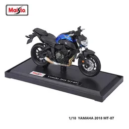 Diecast Model Cars Maisto 1 18 Yamaha MT-07 2018 Оригинальный мотоцикл статический модель Die Casting Collect