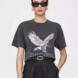 24SS腹を立てるデザイナーコットンTシャツアニメ新製品クラシックレターホットヴィンテージイーグルパターンプリントルースサマープルオーバーティーラウンドネックファッションTシャツトップ