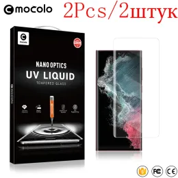 Защитники 2pcs Mocolo UV Полноэкременная стеклянная пленка для Samsung Galaxy S21 S22 S23 S24 Ultra Plus 5G S23ultra 128/256 Защитник