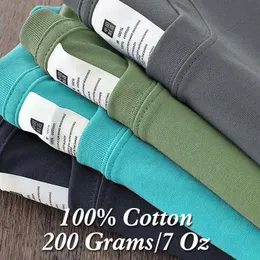 Męskie koszulki 100% bawełniana koszulka dla mężczyzn damenshort Summer Plain Topssolid swobodna luźna koszulka Odzież 7 unz 200GSM H240506