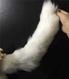 MagicFur -Real Fur White 50cm Fox Tail BagキーチェーンチャームソフトYキーリングペンダンアクセサリー1393653