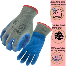 Handskar nmssäkerhet 12 par skyddande arbetshandskar för trädgårdsindustrin med färgglada polyester doppande gummi latex säkerhetshandskar