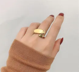 Oregelbunden cirkel mässing guldringar glänsande vanliga geometriska ringar för kvinnor franska minimalistisk staplingsring justerbar ny21208510214