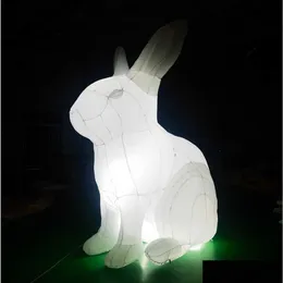 Wanderbälle 4mh aufblasbare Kaninchen -Osterhasenmodell in öffentliche Räume auf der ganzen Welt mit LED -Drop -Liefersport im Freien Wa dhbgx