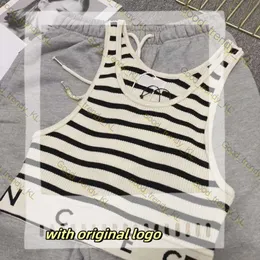 Celienes Tops 2024 New Summer Designer T Shirt Womans Stripes T Shirt Cropped T Shirts Women Knits Tee Knitted Sport Top Tank Tops Woman Yoga Vest 246