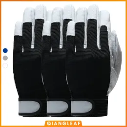 Gloves QIANGLEAF Leather Industrial Safety Gloves Wearresistant Safe Protect Working Gloves Men Summer Breathable Wholesale 3pairs 508