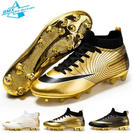Sapatos de futebol para homens Luz de ouro Gold Alto tornozelo Botas de futebol Boys Boys Boy