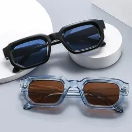 Sunglasses Square For Men Women UV400 Shades Vintage Blue Tea Punk Fashion Sun Glasses
