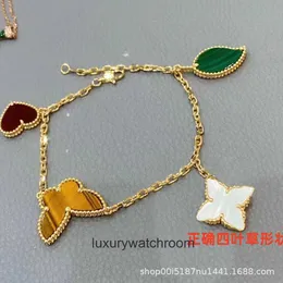 Vancleff High End Jewelry Bangles Womens Four Leaf Grass Lucky Flower Flower Bracelet Womens 18k Rose Gold Butterfly Five Point Star Heart Collar Chain Original 1 : 1 로고