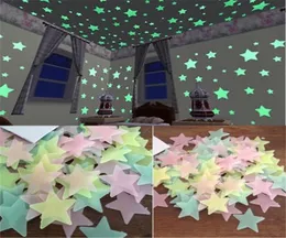 300pcs 3d estrelas brilham nos adesivos de parede escura adesivos de parede fluorescente luminosa para crianças quarto de bebê teto de casa decoração7873883
