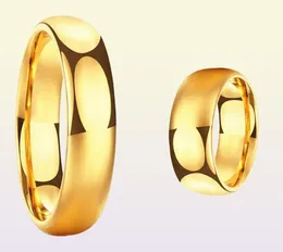 골드 텅스텐 카바이드 링 남성 여성 웨딩 밴드 약혼 반지 세련된 돔형 편안