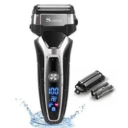 Elektrikli tırnaklar Islak kuru şarj edilebilir elektrikli tıraş makinesi erkekler için yüz sakal elektrikli tıraş et anız 3-bıçak sistem Tıraş makinesi yıkanabilir y240503