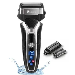 Barbeadores elétricos barbeador elétrico recarregável seco para homens barba facial barbear barbear barbear sistema de 3 lâminas Máquina de barbear lavável Y240503