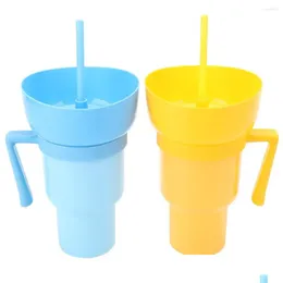 Cups Saucers 1000Ml Portable Snack Container Leak-Proof And Drink Cup Popcorn Beverage 2 In 1 Color Changing For Cinema Home Trave Dhva1