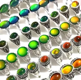 30pcslot Men Women Change Color Mood Ring Emotional Temperature Sensitive Glazed Male Female Fashon Ring Silver Tone Alloy Retro 56406143