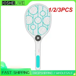 Zappers 1/2/3pcs Mosquito Swatter LED LED Light Tennis Bat Handheld Handheld Receplable Electric Fly Ensect Bracket Zapper Killer New