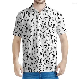 Erkek Polos Moda Müzik Notları Grafik Polo Gömlek Erkekler 3D Baskılı T-Shirt Kadınlar Yaz Sokağı Kısa Kollu Y2K Üstler gevşek tişört