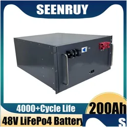 バッテリーSEANRUY 48V 200AH LifePO4 9.6KWHリチウムバッタリーブルートゥースアプリ鉄リン酸塩RS485通信ベース10A充電器D DHNBJ