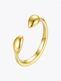 Klusterringar enfashion dubbelspikar för kvinnor guld färg söt öppen ring rostfritt stål mode smycken 2022 fest anillos mujer9750958