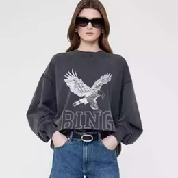 Sweatshirt Anime Designer Cotton Casual Pullover Jumper Bing Women Washed Black Letter Vintage Eagle Pattern Print Hoodie Sweater 24ss Summer New Product Top Anine