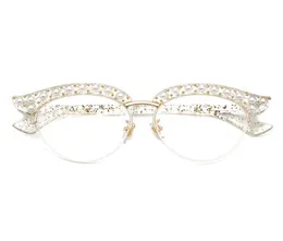 Cubojue Cat Eye Pearl Women Glasses Clear Lens Ayeglasses Frames Frames Woman Half Frame Eyeglass Ladies6855091