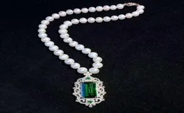 販売45cm 89mmナチュラルホワイト淡水真珠のネックレスジルコンアクセサリーペンダントファッションジュエリー9438710