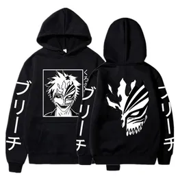 هوديز الرجال للرجال Sweatshirts s cak anime bleach kurosaki ichigo هوديي Erkek/k z ti rt ياباني الشارع ياباني erkekler ka nlar crewneck kazaklar anime giyim q240506