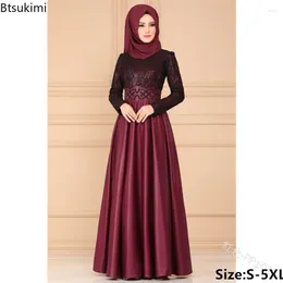 Ethnic Clothing Fashion Lace Patchwork Abayas Muslim Maxi Dress For Women Style Elegant Party Evening Ladies Vintage Robe Vestidos