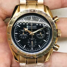 디자이너 시계 Reloj 시계 AAA 자동 기계식 시계 Oujia Haima Six Needle Gold Black Face Fully Automatic Mechanical Watch K Machinery