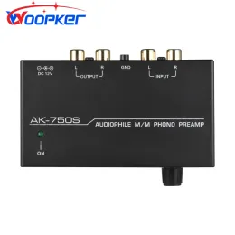 Förstärkare Woopker AK750S förförstärkare Konverterare M/M Phono Preamp Turntable Preamplifier med Level Control 2 RCA Input Output