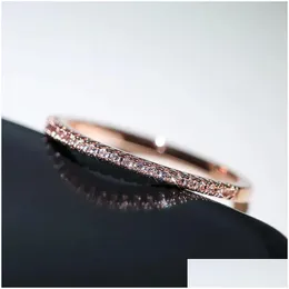 Alyanslar Yeni 2021 Minimalist İnce Kadınlar için Parlak Kübik Zirkon Yüksek Kaliteli Sier Çok yönlü kadın parmak yüzüğü mücevher damlası D DH9OT