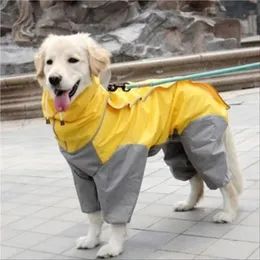 Duży pies ubrania deszczowe szczeniąt średnia wodoodporna czteroosobowa kurtka z kapturem Poncho Pet 240429