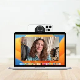 Ställer justerbar kontinuitetskamerafäste fäste magnetiska mobiltelefonring supporthållare skrivbord för iOS 16.0 MacBook för iPhone 14