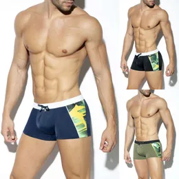 Männer Badebekleidung 2024 Neue modische und personalisierte Herren Anti Blendung Plus Size Flat Eck Colored Bindes UP -Schwimmhosen