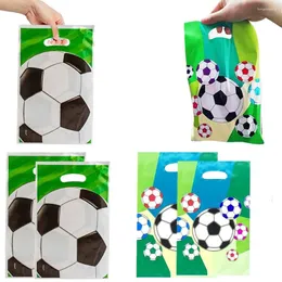 Present Wrap 10st Football Soccer Theme Cartoon Bags Kids Birthday Party Supplies Baby Shower Favor Event