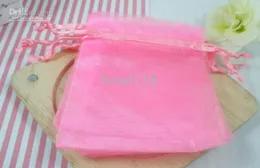 S 100pcs 1 LOT PINK TRANSPARENT ORGANZA BORM Prezentowa Świąteczna torba na prezent ślubną 7x9cm 0035793828189