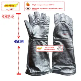 Eldivenler Castong 200 derece yüksek sıcaklık eldivenleri alüminyum folyo + yalıtım pamuklu yangın eldivenleri antishald koruma eldivenleri