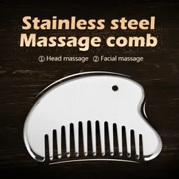 Massagem da cabeça pente meridianos pente peles gua sha cabelos suavizando spa saudável fisioterapia 304 aço inoxidável guasha pente 240422