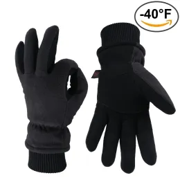 Gloves Winter Deerskin Double Polar Fleece Warm Gloves Waterproof And Nonslip Outdoor Sports Motorcycle Bike Riding Mountain Climbing