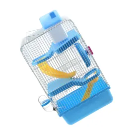 Kafes Üç Katman Hamster Kafesi Su Şişesi Egzersiz Tekerlek Yemeği Hamster içerir Evcil Hayvanlar İçin Küçük Ev