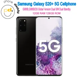 Оригинальный Samsung Galaxy S20+ плюс 5G G986B/DS Разблокированный мобильный телефон 6,7 "Snapdragon 865 Octa Core Dual SIM -карт 12 ГБ ОЗУ 128 ГБ мобильфона