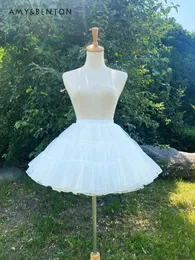 Etekler tatlı lolita crinoline dört katmanlı 35cm kısa askı etek elastik bel mini beyaz balo elbisesi tüm eşleşme