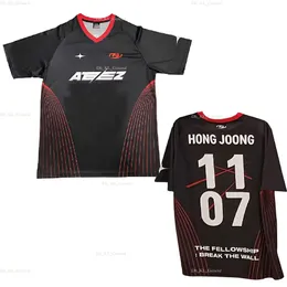 Herrendesigner T-Shirts Kpop Ateez Fellowship Break the Wall Oversie Break Planet Hoodie T-Shirt Hongjoong Yeosang Ming Wooyoung Jongho Grafik Tees 596