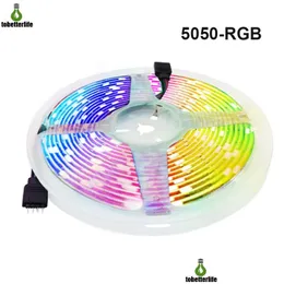 LEDストリップ5050 RGBストリップライトDC12V 30LED/M 60LED/Mフレキシブルテープランプ防水性5MデコレーションR/G/B/W/WWドロップデリブDHCHN