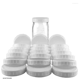 Storage Bottles 10Pcs Mason Jar Lids White Plastic Ribbed Cover Suitable For Regular Mouth Caps Replacements