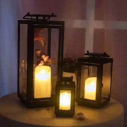 Halbwürdigen Schmiedeeisen Windschutz Kerzenhalter Glass Candlesticks Nordic Metall Accessoires für Hochzeitsdekoration Haus Vase Pflanze