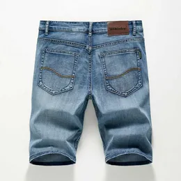 Мужские шорты 2024 Летние шорты Мужские джинсовые брюки Эластичный глубокий синий дизайн моды Мужские джинсы Ультратонкие мужские шорты Hombrel2405